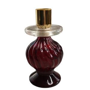 AVON 1969 CANDLESTICK CHARISMA COLOGNE RED GLASS COLLECTIBLE VINTAGE BOTTLE